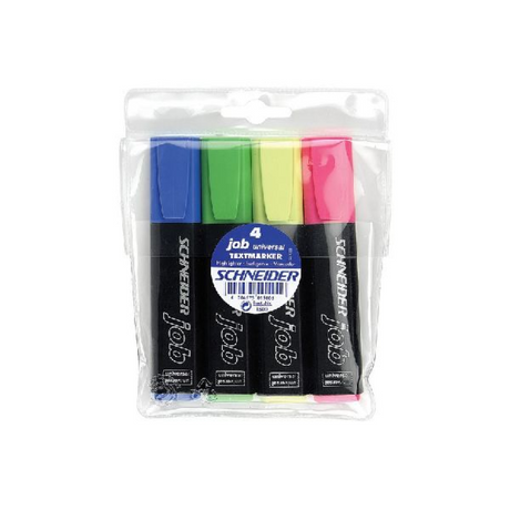 Schneider artykuły papiernicze schneider zakreślacz - marker tekstowy - praca - różne 4 sztuki - szpic dłuta - s-1500