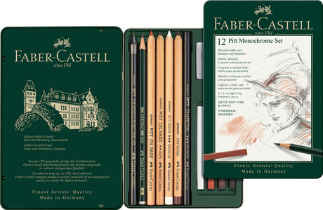 Faber castell fc-112975 pitt monochromatyczny zestaw faber-castell 12-częściowy średni
