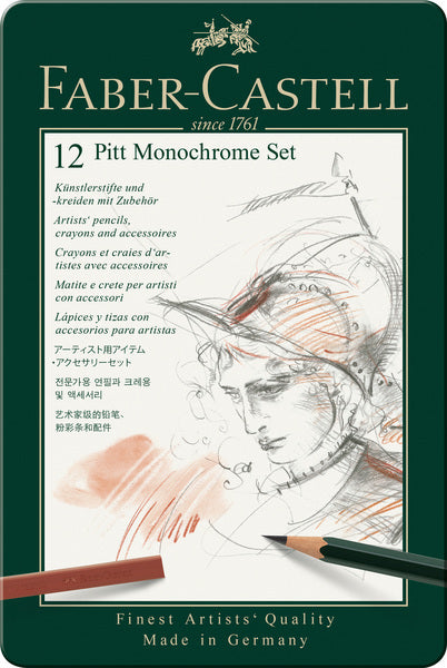 Faber castell fc-112975 pitt monochromatyczny zestaw faber-castell 12-częściowy średni