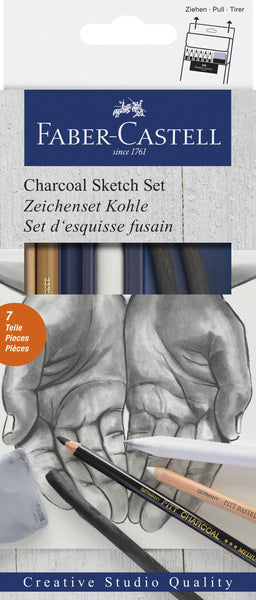 Zestaw węgla drzewnego Faber-castell - 7-częściowy - węgiel - zestaw do rysowania - węgiel do rysowania - fc-114002