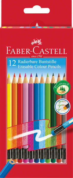 Kredki Faber-castell - z gumką - zmazywalne - 12 sztuk - fc-116612