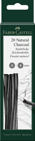 Węgiel Faber-castell - pitt monochromatyczny - 3-6 mm - 20 sztuk - fc-129198