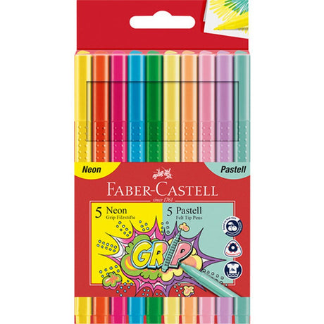Flamastry faber castell fc-155312 neonowe i pastelowe 10 sztuk
