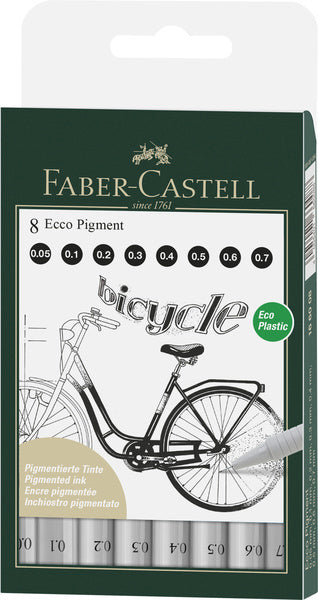 Cienkopisy Faber-castell - pigment ecco - etui 8 sztuk - czarny - fc-166008