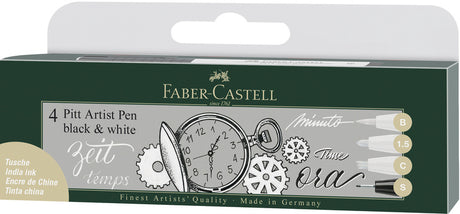 Fineliner Faber-castell - pióro rysunkowe - pióro artystyczne Pitt - czarno-białe - 4 sztuki - fc-167151