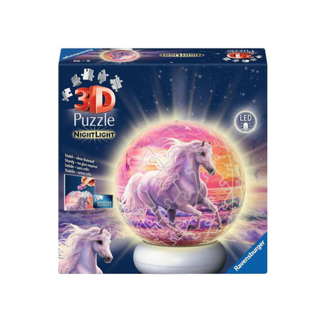 Ravensburger – konie na plaży – lampka nocna w kształcie kulki 3D – 73 elementy