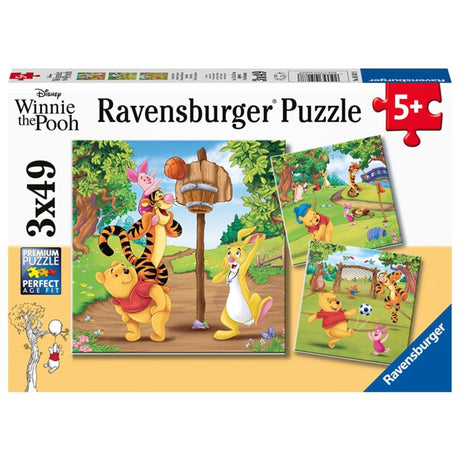 Puzzle Ravensburger Disney Kubuś Puchatek dzień sportu - 3x49 elementów - puzzle dla dzieci