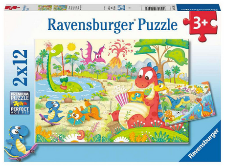 Puzzle Ravensburger ulubione dinozaury - dwie układanki - 12 elementów - puzzle dla dzieci