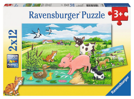 Puzzle Ravensburger Młode zwierzęta na wsi - 2x12 elementów - puzzle dla dzieci