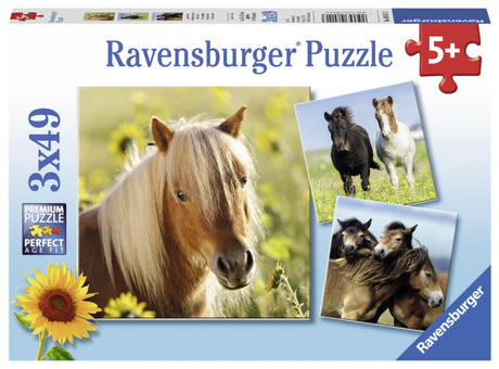 Puzzle Ravensburger urocze kucyki - 3x49 elementów - puzzle dla dzieci