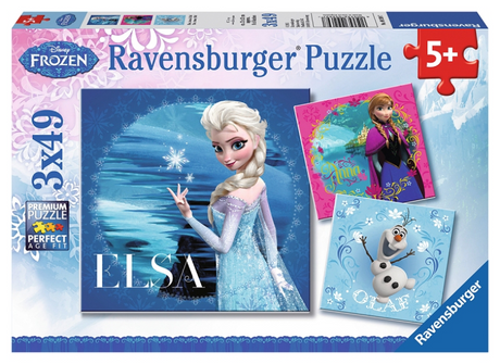 Puzzle Ravensburger Disney Kraina Lodu Elsa, Anna Olaf - 3x49 elementów - puzzle dla dzieci