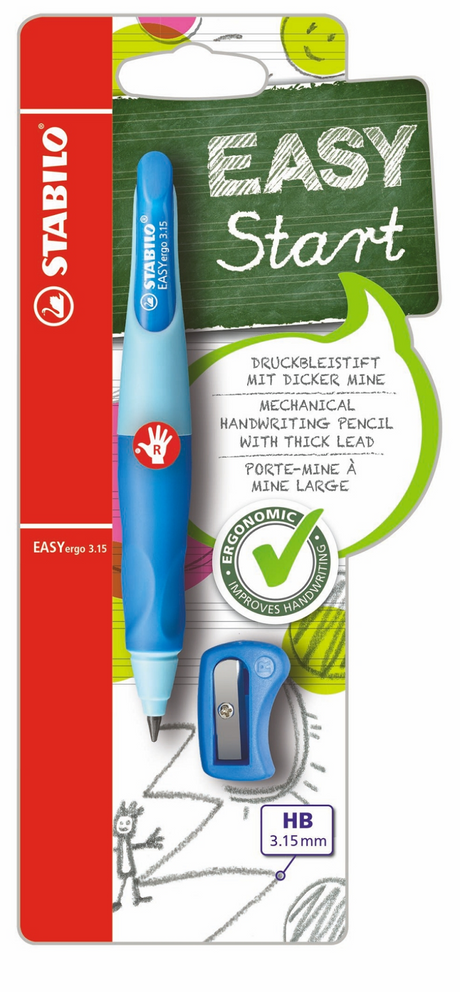 Stabilo Easyergo 3.15 - ergonomiczny ołówek automatyczny - dla praworęcznych - niebieski