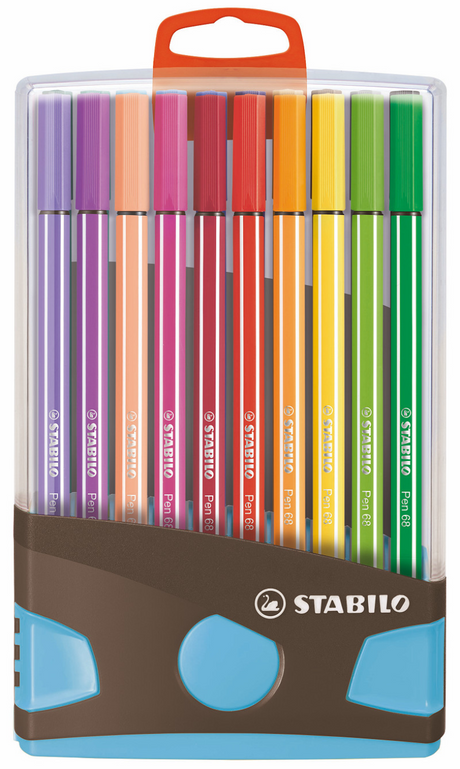 Flamastry Stabilo 68 colorparade antracytowo-niebieskie pudełko zawierające 20 sztuk