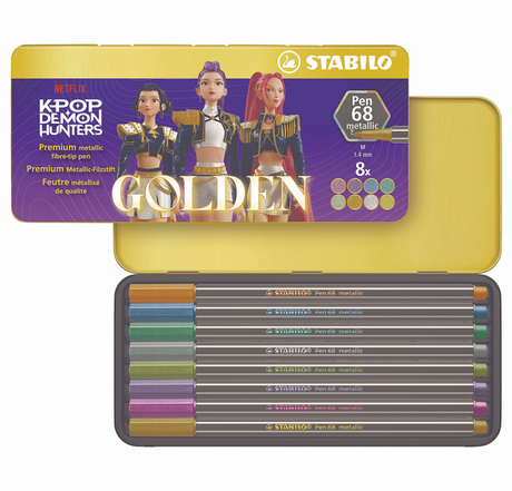 Stabilo pen 68 metallic k-pop demon hunters wallet 8 stuks