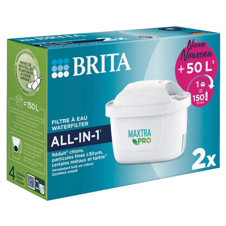 Wkład do filtra wody Brita maxtra pro pure performance - 2 sztuki - oryginalny filtr wody do dzbanków filtrujących wodę - filtruje zanieczyszczenia takie jak herbicydy, pfas, chlor, wapno i metale