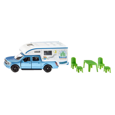 Siku 1693, ford f150 pick-up camper, niebieski 7-częściowy, metal-plastik