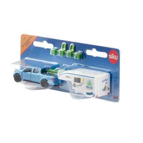 Siku 1693, ford f150 pick-up camper, niebieski 7-częściowy, metal-plastik