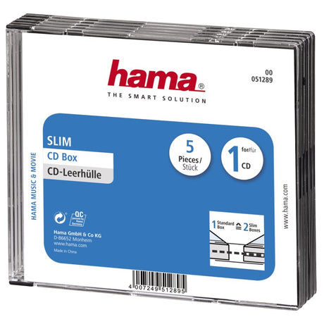 Hama CD box slim, 5-pak, przezroczysty, czarny