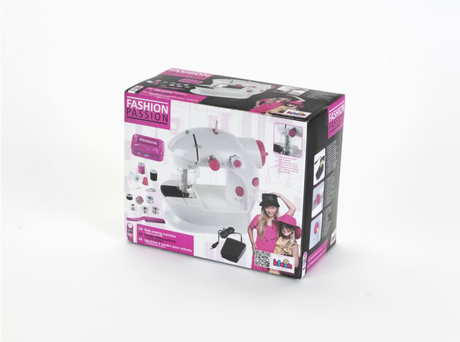 Maszyna do szycia dla dzieci Klein Toys Fashion Passion - w komplecie. wszystkie materiały eksploatacyjne - biało-różowe