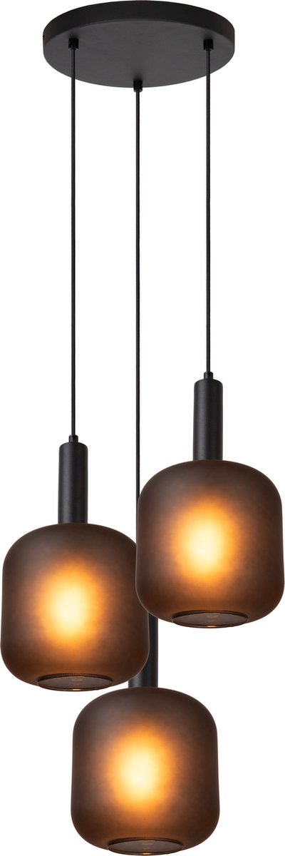 Lucide eloise - lampa wisząca - ø 40 cm - 3xe27 - czarna