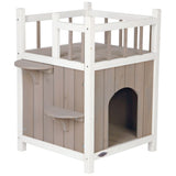 Dom Trixie Kattenhuis Cat z balkonem szarym białym