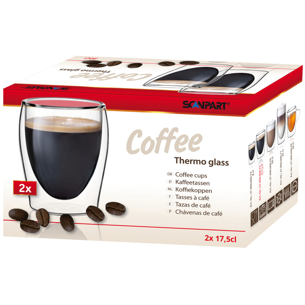 Scanpart dwuścienne szklanki do kawy 175 ml - kawa - lungo - dwuścienna szklanka do kawy - 2 sztuki