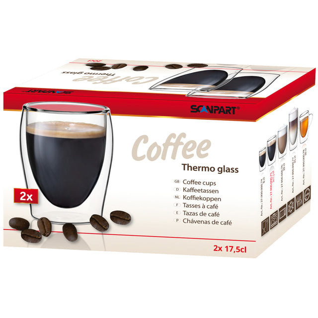 Scanpart dwuścienne szklanki do kawy 175 ml - kawa - lungo - dwuścienna szklanka do kawy - 2 sztuki