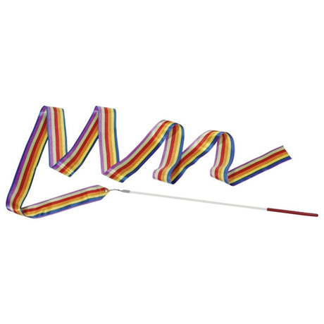 Tęczowa wstążka gimnastyczna Goki. 200cm. kij 4