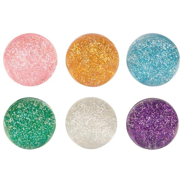 Odbijająca się piłka, brokat. 4,9 cm. 6 kolorów