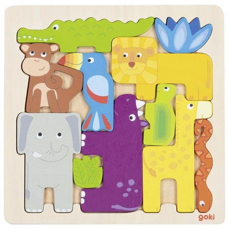 Drewniane puzzle Goki Safari, 11szt.