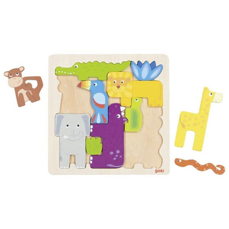 Drewniane puzzle Goki Safari, 11szt.