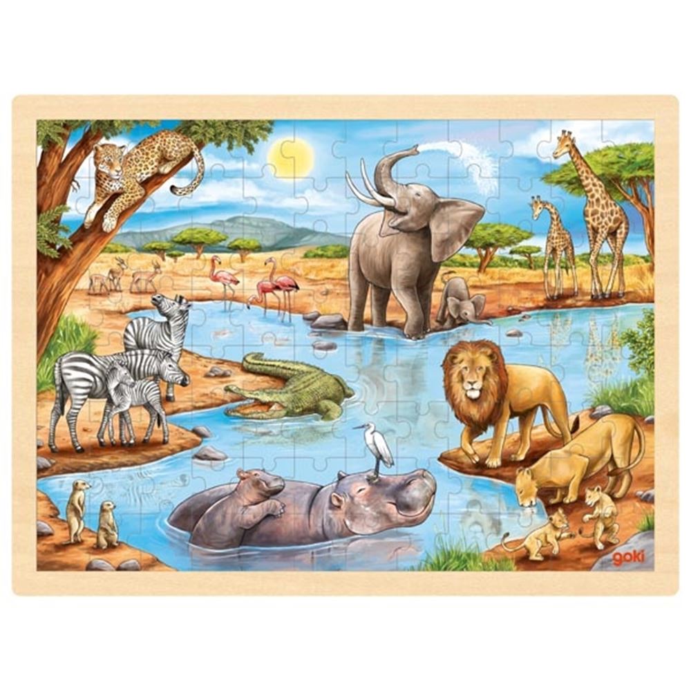 Puzzle Goki - afrykańska sawanna - 96 elementów - 40x30x0,8cm - drewno - 3+