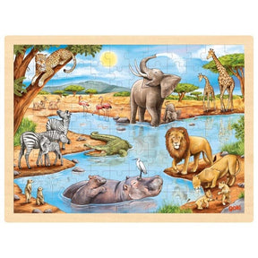 Puzzle Goki - afrykańska sawanna - 96 elementów - 40x30x0,8cm - drewno - 3+