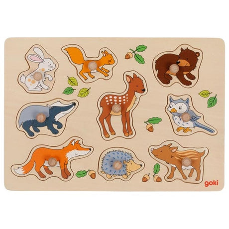 Goki wooden stud puzzle forest animals, 9st.