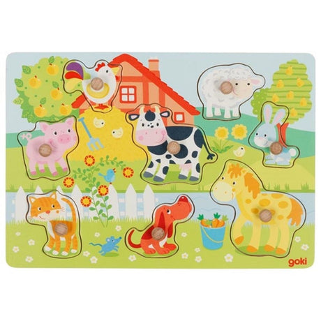 Przycisk Goki, puzzle ze zwierzętami hodowlanymi. 8 sztuk. 1+