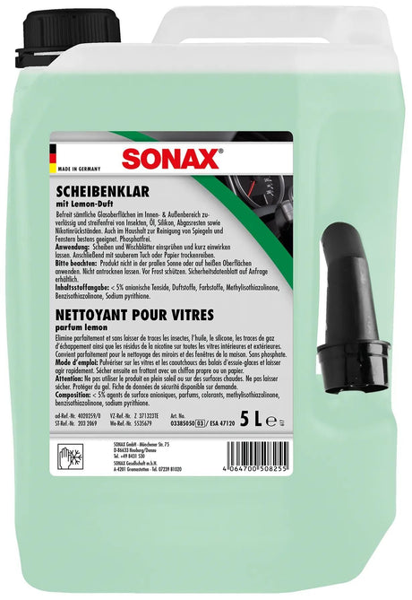 Sonax chemiczny środek do czyszczenia szyb samochodowych przezroczysty 5 l. plastikowy pojemnik