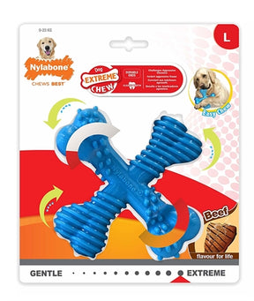 Nylabone Extreme Chew wołowy X-Bone Blue