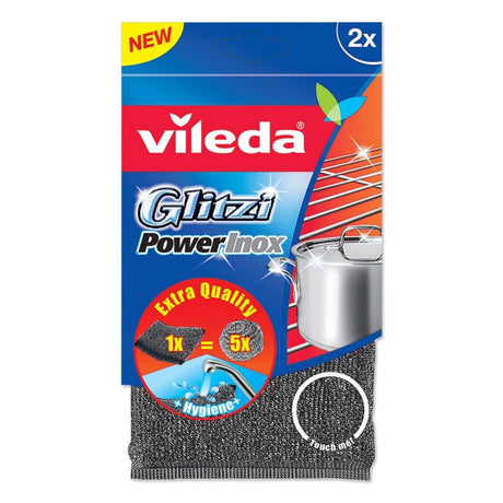 Metalowa ściereczka do szorowania Vileda Glitzi Power ze stali nierdzewnej, 2 sztuki
