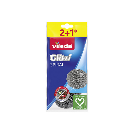 Seria Vileda Glitzi ze stali nierdzewnej - gąbka do czyszczenia stali nierdzewnej - 3 sztuki - trwała
