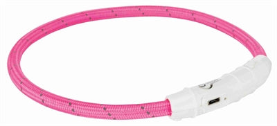 Trixie świecąca obroża dla psa flash USB TPU nylonowa różowa