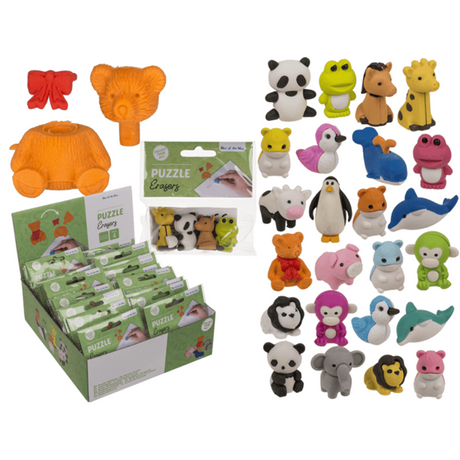 Zwierzęta do gumki do układania puzzli Dsp. 4 tyłki w torbie. ok