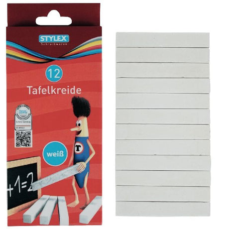 Kreda tablicowa Stylex biała 10 sztuk