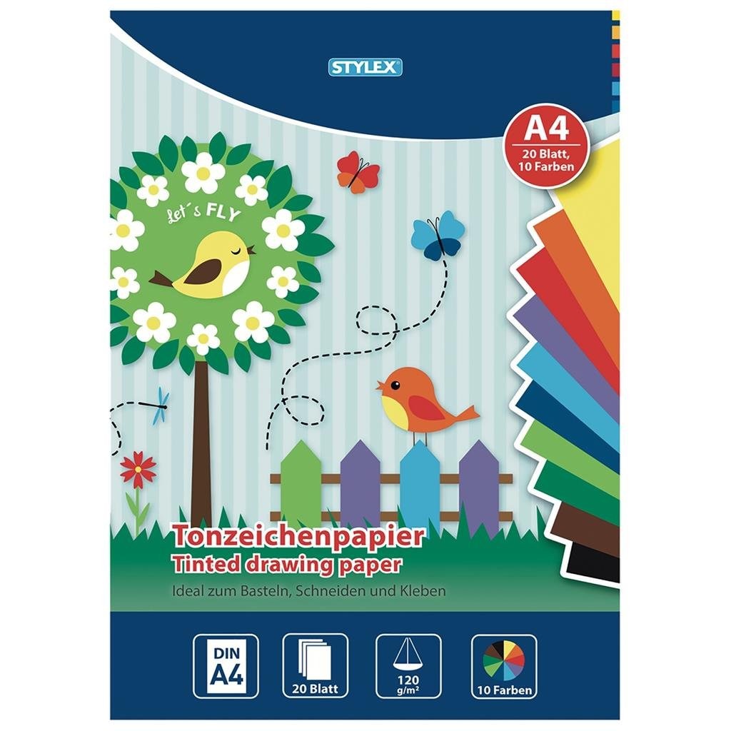 Papier hobbystyczny Stylex a4 10 kolorów 20 sztuk