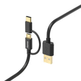 Hama Kabel micro USB 2w1 z adapterem USB Type-C 1 m, czarny