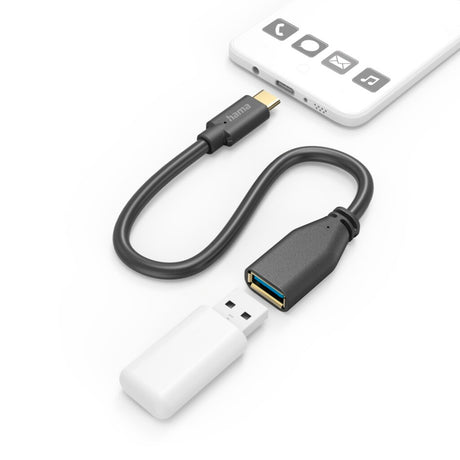 Hama Kabel adapterowy USB OTG wtyk USB-C - złącze USB-A 15 cm czarny