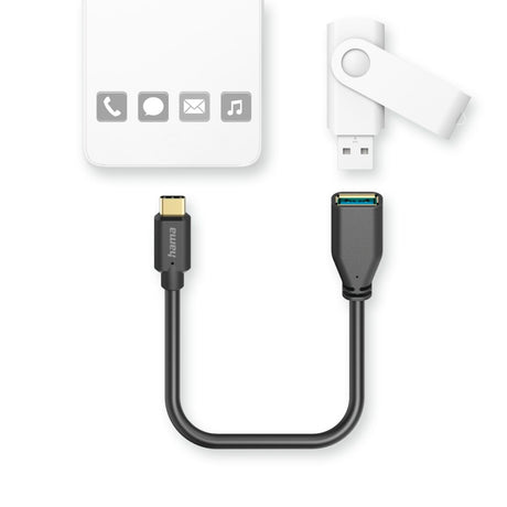 Hama Kabel adapterowy USB OTG wtyk USB-C - złącze USB-A 15 cm czarny