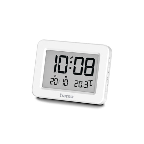 Cyfrowy budzik LCD Hama w kolorze białym