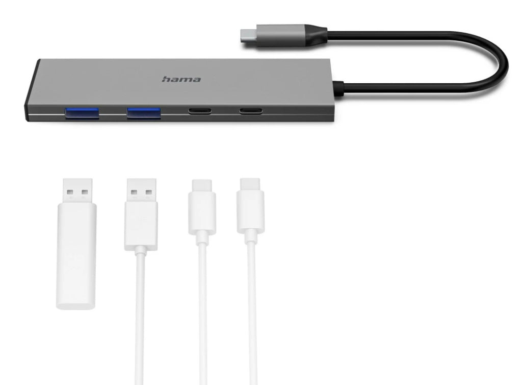 Hama Hub USB-C 4 porty 2x USB-A 2x USB-C USB 3.2 Gen2 10 Gbit S PD Alu