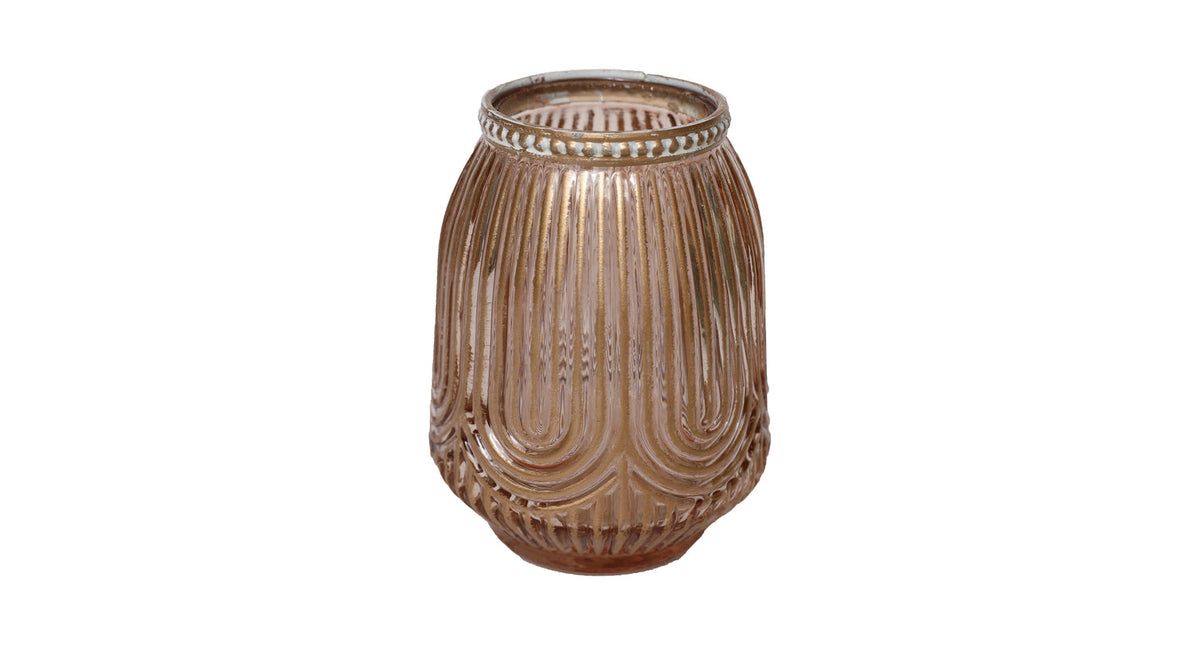 Tealight holder loag d9 h12cm pink gold