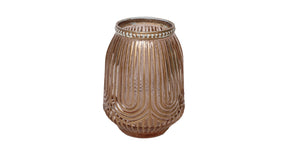 Tealight holder loag d9 h12cm pink gold